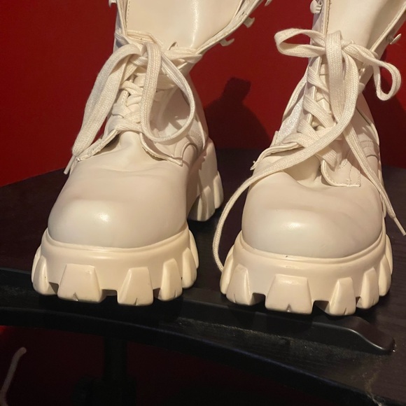 EGO Off White Combat Boots - Picture 7 of 9